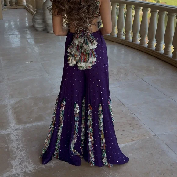 Payal Singal purple 2 piece sharara set - Picture 3 of 3